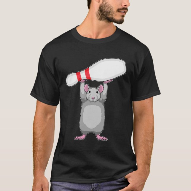 Camiseta Rato no boliche com pinos de boliche (Frente)