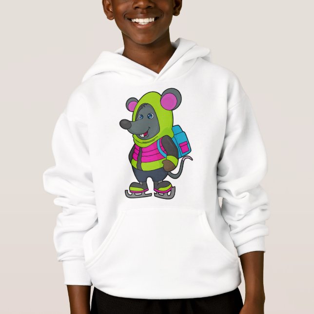 Camiseta Rato no gelo com skates de gelo e mochila.pn (Frente)