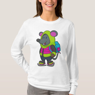 Camiseta Rato no gelo com skates de gelo e mochila.pn