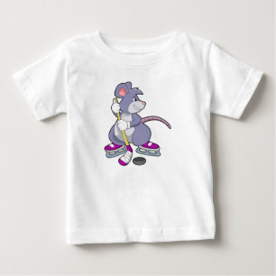 Camiseta Rato no hóquei em gelo com bastão de hóquei em