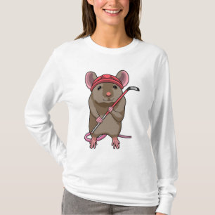 Camiseta Rato no hóquei em gelo com bastão de hóquei em gel