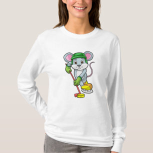 Camiseta Rato no hóquei em gelo com bastão de hóquei em gel