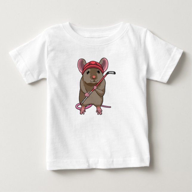Camiseta Rato no hóquei em gelo com bastão de hóquei em gel (Frente)