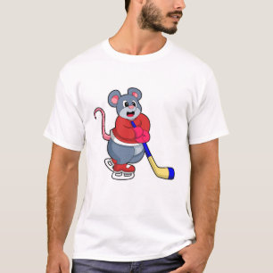 Camiseta Rato no hóquei em gelo com bastão de hóquei em gel