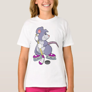 Camiseta Rato no hóquei em gelo com bastão de hóquei em gel
