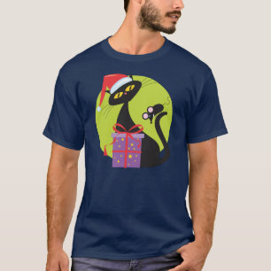 Camiseta Rato Preto de Gato Negro Natal dos anos 50