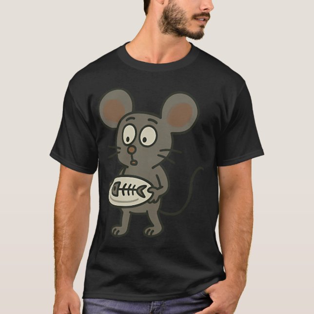 Camiseta Rato Surpreso com Prato de Espinha de Peixe â€“ Ca (Frente)