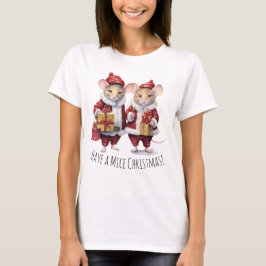 Camiseta Ratos-de-Natal bonitos Camundongos Chrismassy Anim