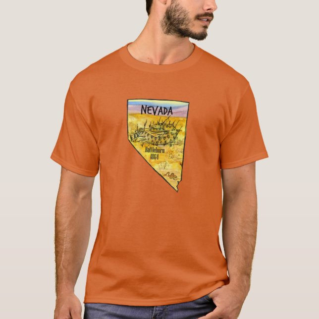 Camiseta Rattlesnake Nevada Battleborn 1864 Desert Mountain (Frente)