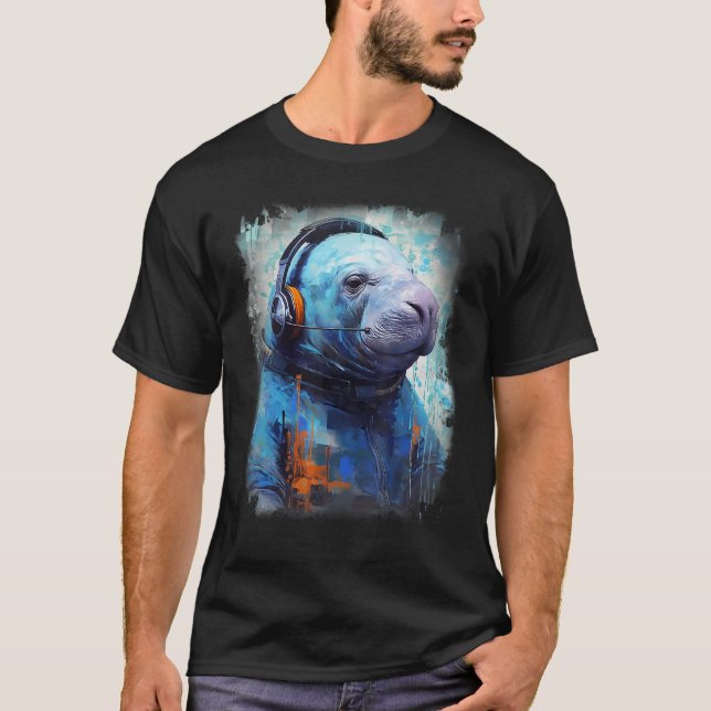 Camiseta Rave EDM Manatee Headphone (Frente)