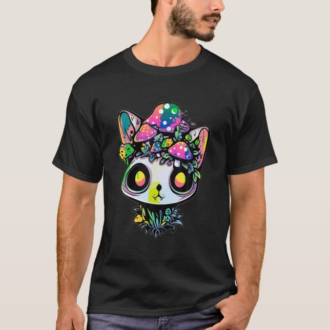 Camiseta Rave Trippy Zombie Gato Psicodélico (Frente)