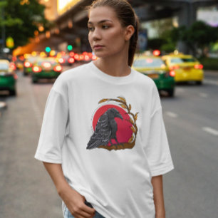 Camiseta Raven Bird Animal Sobre Lua