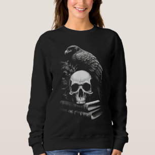 Camiseta Raven Bird, Skull E Livros Witchy Occult Academia