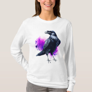 Camiseta Raven Com Plano De Fundo De Abertura Da Cor Da Águ