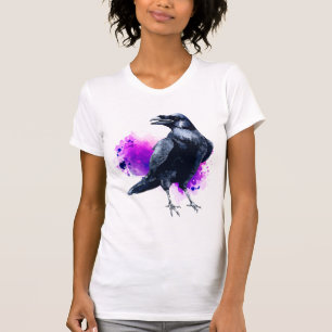 Camiseta Raven Com Plano De Fundo De Abertura Da Cor Da Águ