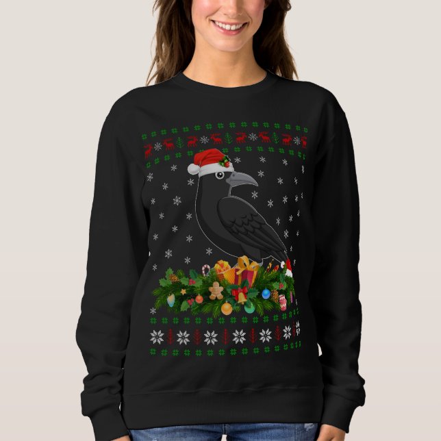 Camiseta Raven Crow Bird Lover Xmas Santa Hat Feia Crow Chr (Frente)