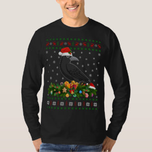 Camiseta Raven Crow Bird Lover Xmas Santa Hat Feia Crow Chr