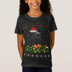 Camiseta Raven Crow Bird Lover Xmas Santa Hat Feia Crow Chr