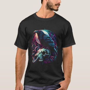 Camiseta Raven em um crânio, gótico