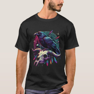 Camiseta Raven em um crânio, gótico