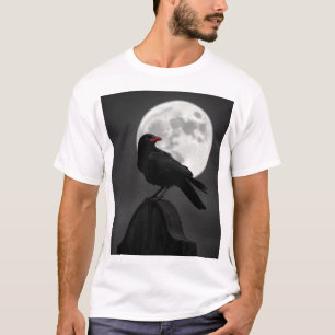 Camiseta Raven Enigmático e Lua Cheia - Carvão Místico A