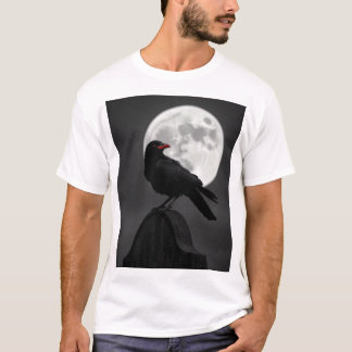 Camiseta Raven Enigmático e Lua Cheia - Carvão Místico A