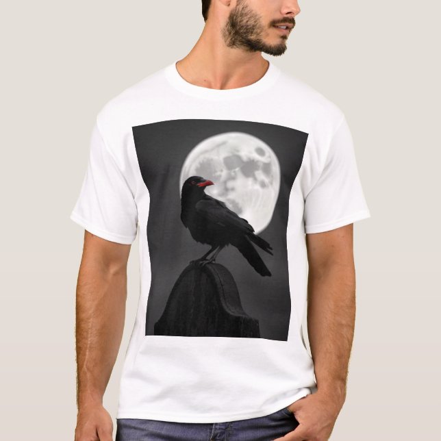 Camiseta Raven Enigmático e Lua Cheia - Carvão Místico A (Frente)