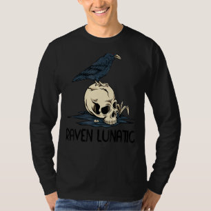 Camiseta Raven Lunatic Fun Bird Skull Gótico Gótico Hallowe