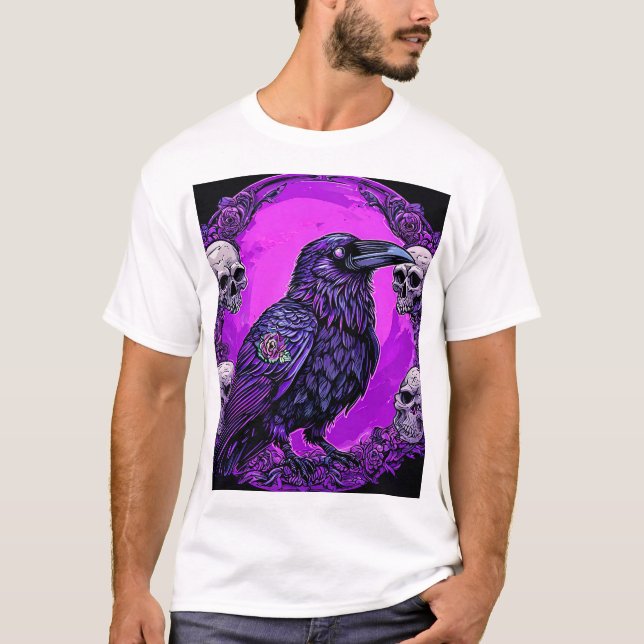 Camiseta Raven Purple Gráfico Design Gótico Moda (Frente)