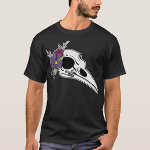 Camiseta Raven Skull Floral Pastel Gótico Macabre Taidermy