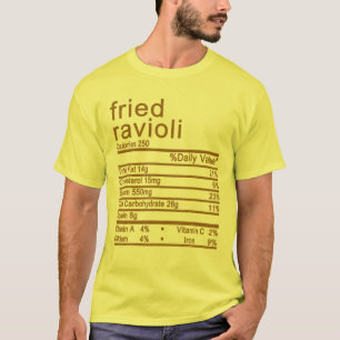 Camiseta Ravioli Nutrição Frita Ravioli Etiqueta Ação d
