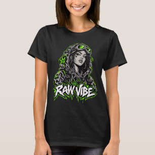 Camiseta Raw Vibe Cyberpunk Anime Girl, Limão Neon