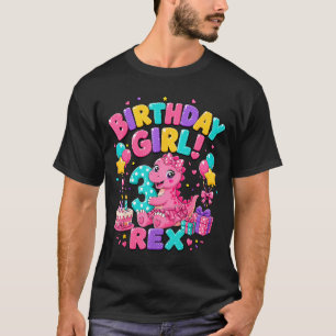 Camiseta Rawr 3 Três Rex Dinossauro Rosa Aniversário de 3 a