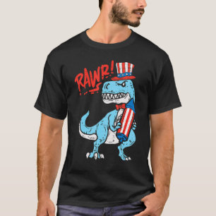 Camiseta Rawr American 4 De Julho Trex Cute Dinosaur Patr