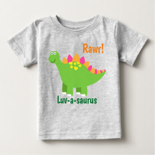Camiseta Rawr! Dinossauro verde bebê Luv-a-saurus