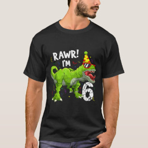 Camiseta Rawr eu estou no meu 6º aniversário T Rex Dinossau