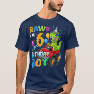 Camiseta Rawr Eu sou 6 Birthday Boy de 6 anos Dinossauro Mo
