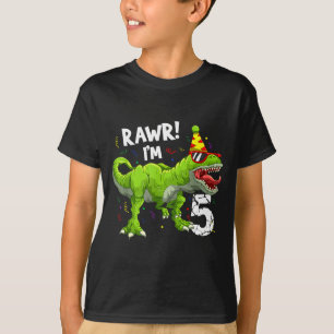 Camiseta Rawr Eu Sou Aniversário de 5 5 Anos T Rex Dinossau