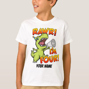 Camiseta Rawr Eu sou Quatro Dinossauro