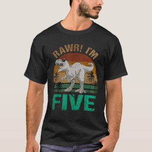 Camiseta Rawr eu tenho cinco Aniversário de 5 anos T rex Di