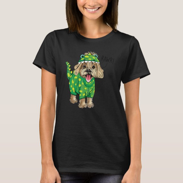 Camiseta Rawr Havanese Dinossaur Costume Dog (Frente)