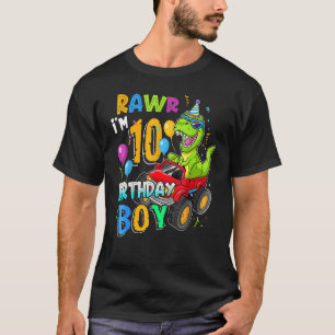 Camiseta Rawr I M 10th Birthday Boy Dinosaur Rex 10 Anos O