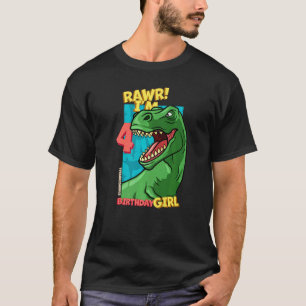 Camiseta Rawr I m 4 Birthday Girls 4th Birthday Dino Tyrann