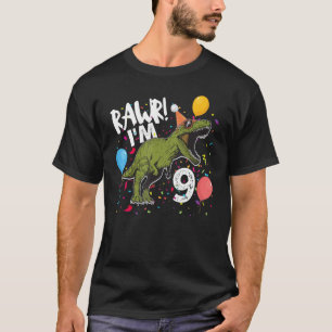 Camiseta Rawr I m 9 Birthday Boy Dinosaur rex Themed 9th Bi