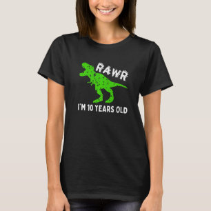 Camiseta Rawr I'm 10 Anos Antiga Dinossaur Vintage 10º Nasc