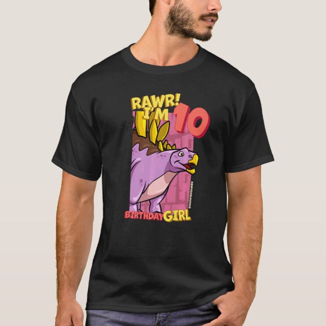 Camiseta Rawr I'm 10 Birthday Girls 10th Birthday Dino Kent (Frente)