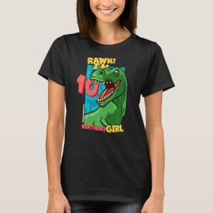 Camiseta Rawr I'm 10 Birthday Girls 10th Birthday Dino Tyra