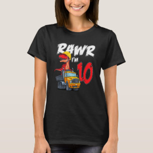 Camiseta Rawr I'm 10 É o meu décimo aniversário Dinossauro 