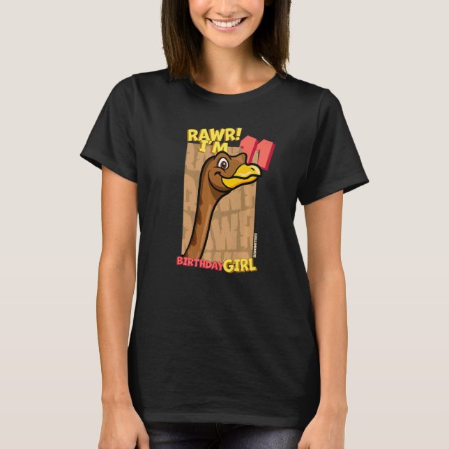 Camiseta Rawr I'm 11 Birthday Girls 11 Birthday Dino Gall (Frente)