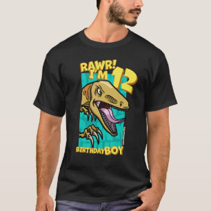 Camiseta Rawr I'm 12 Birthday Boys 12 Birthday Dino Velo